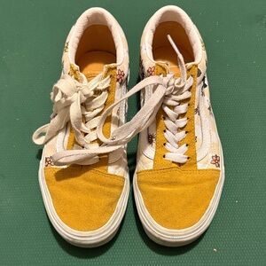 Vans Yellow and White Floral Sneakers